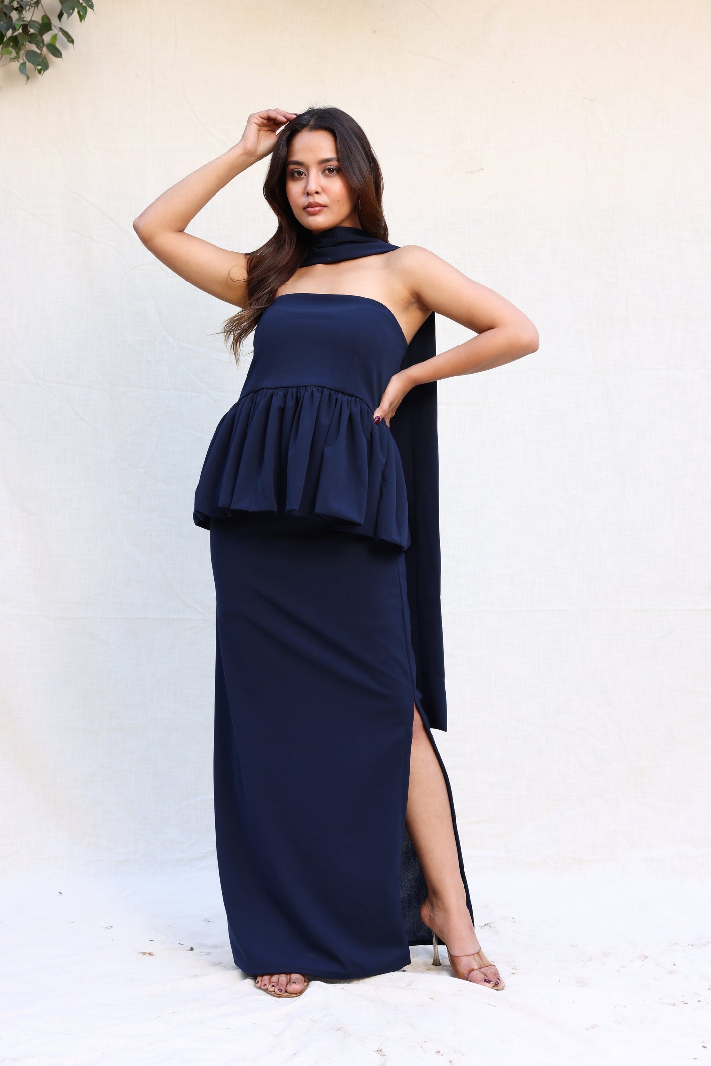 Tube peplum with straight skirt co-ord set Moonstruck
