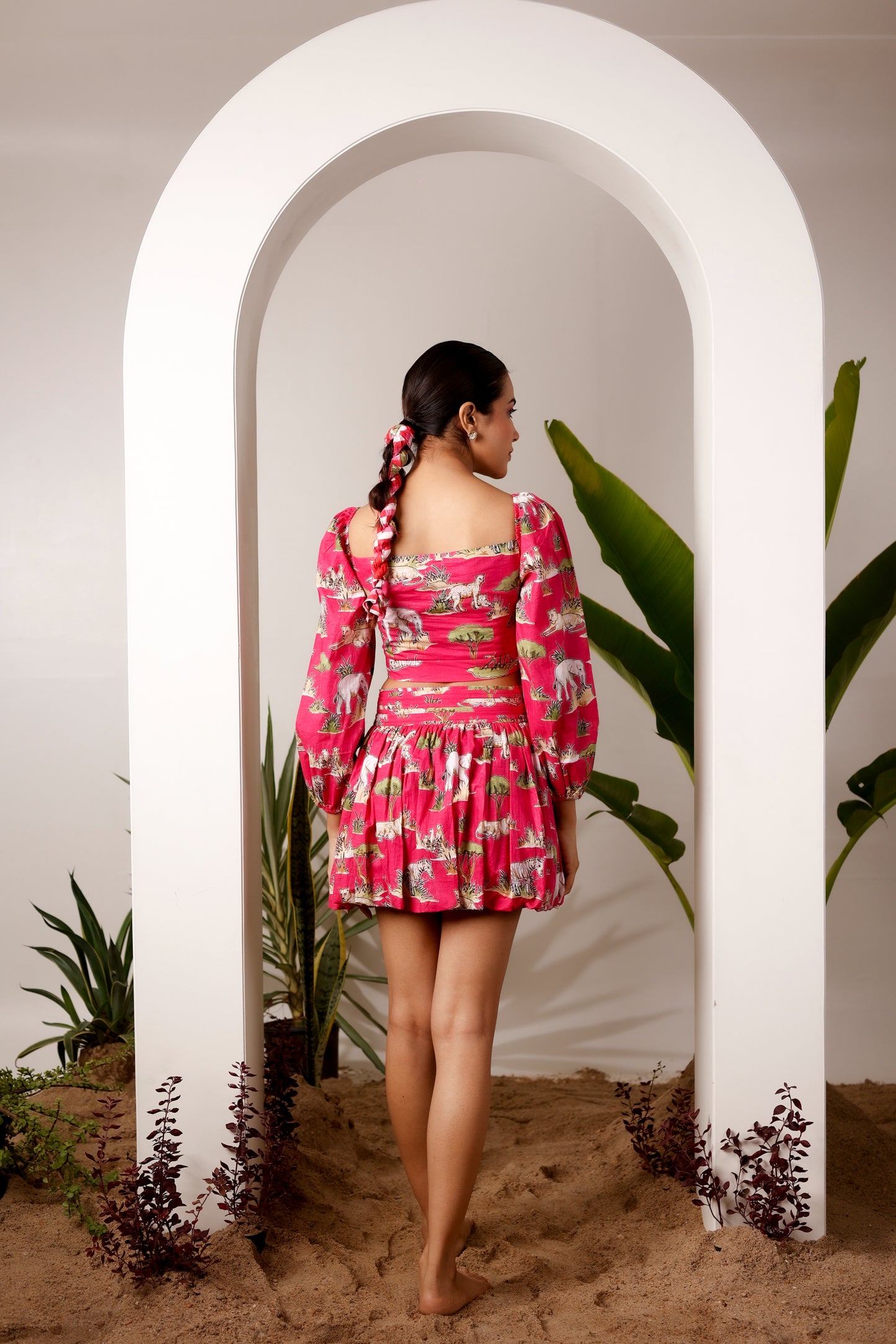 Hot Pink Crop Top & Balloon Skirt Co-Ord Set