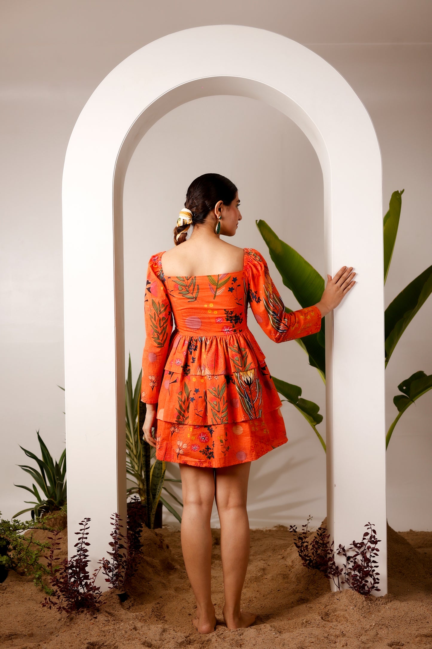 Printed Orange Dress