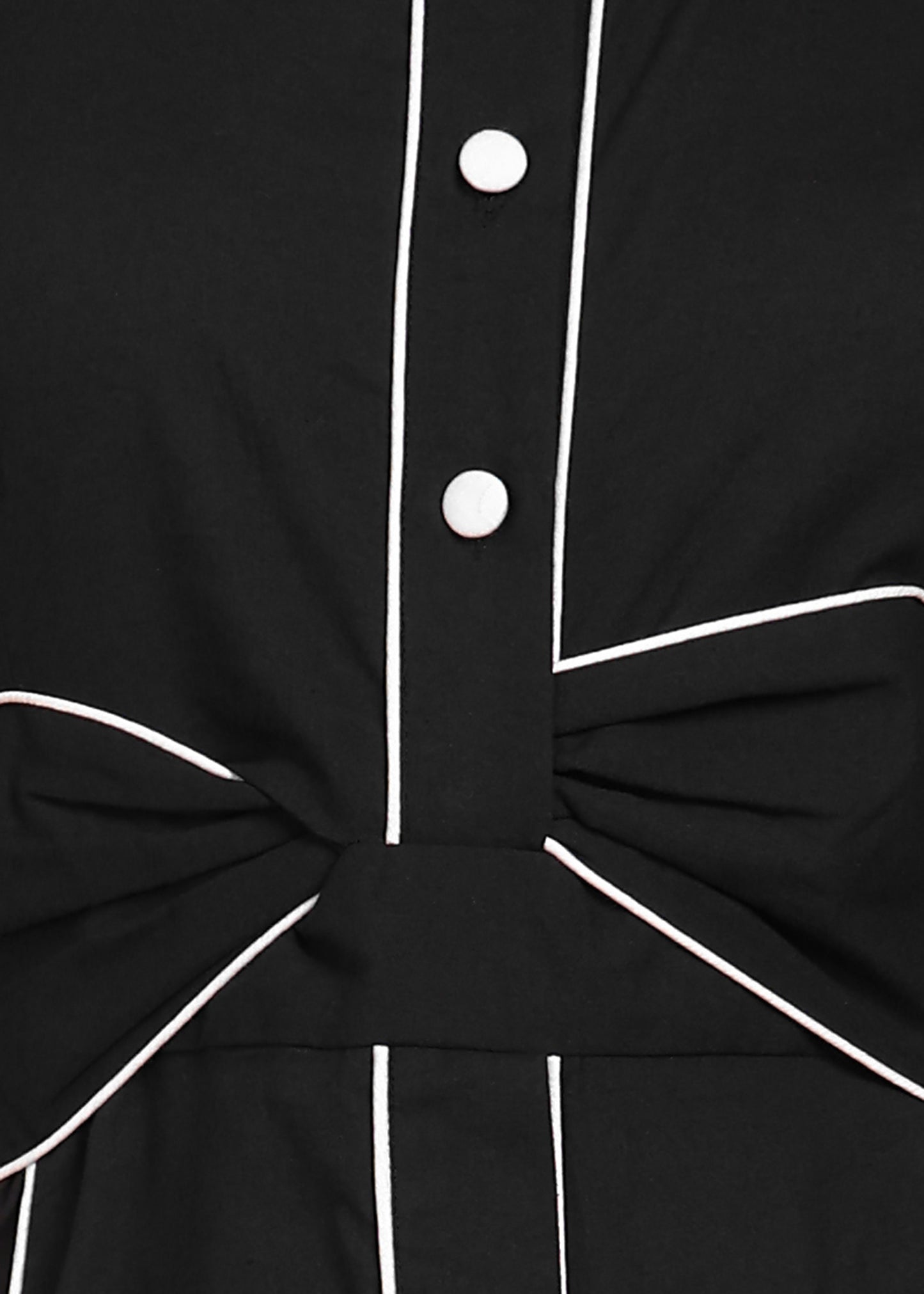 Midnight Elegance Contrast-Stitch Shirt Style Dress