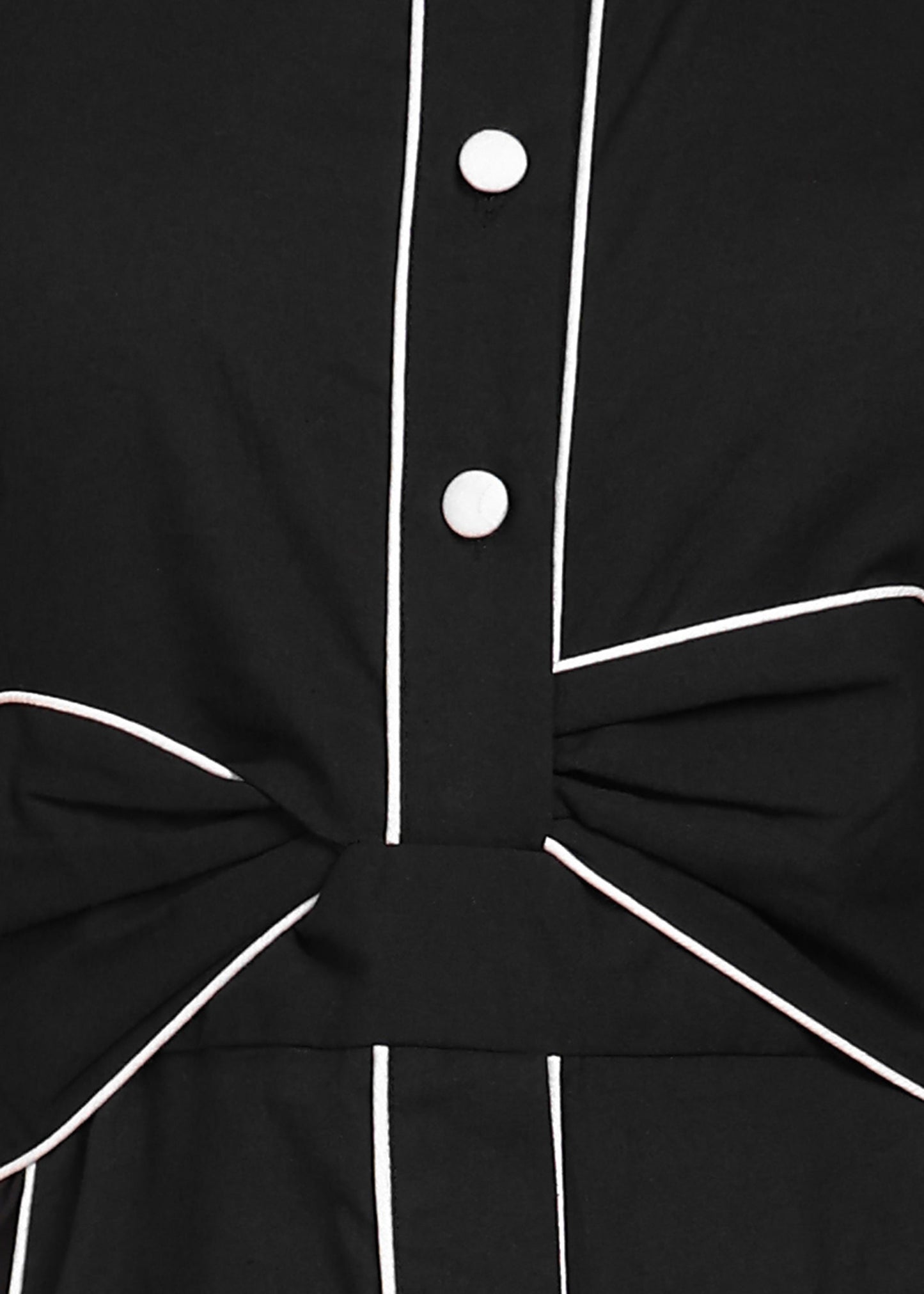 Midnight Elegance Contrast-Stitch Shirt Style Dress Moonstruck