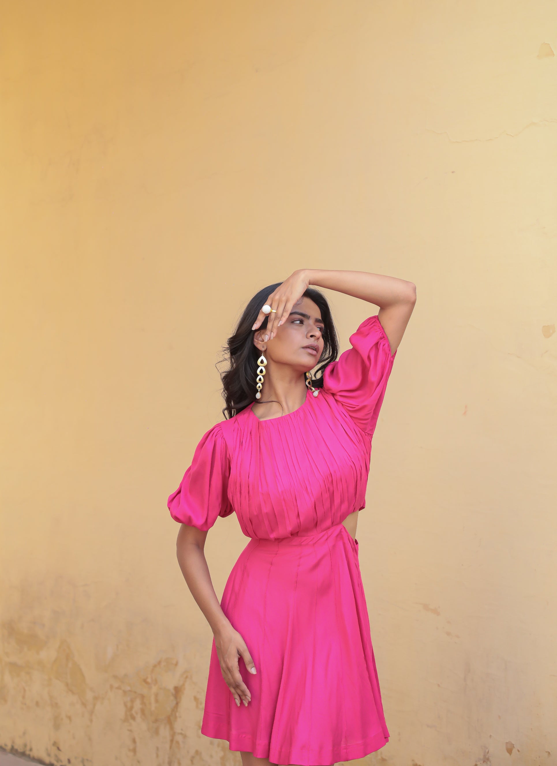 One Side Waist Cut Out Hot Pink Dress Moonstruck One Side Waist Cut Out Hot Pink Dress Moonstruck