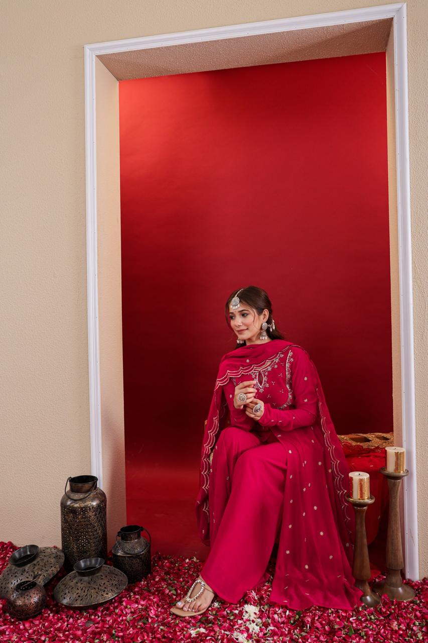 Centre Front Open Long Kurta with Pants Set