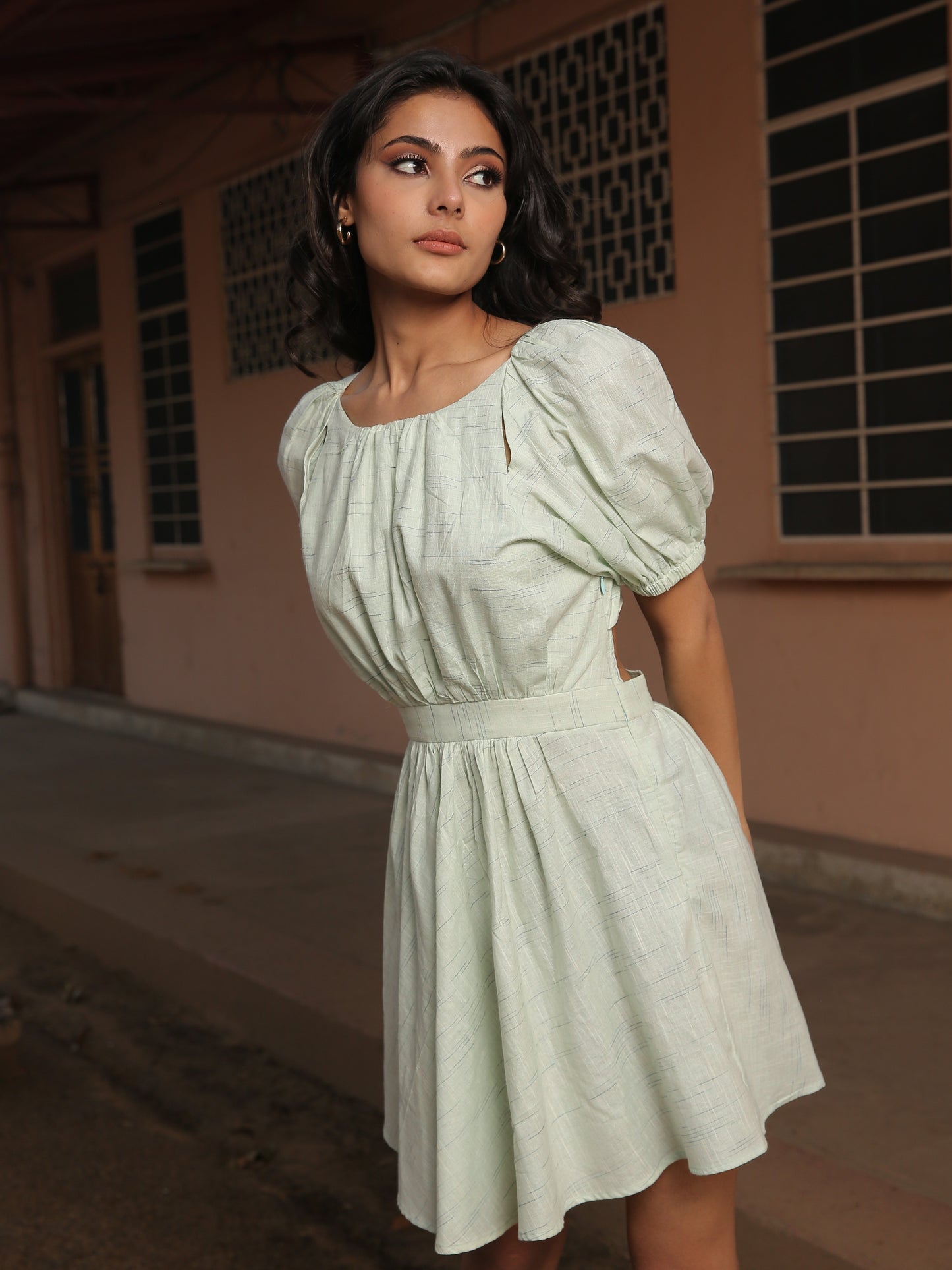 Shoulder & Back Cut-out Skater Dress