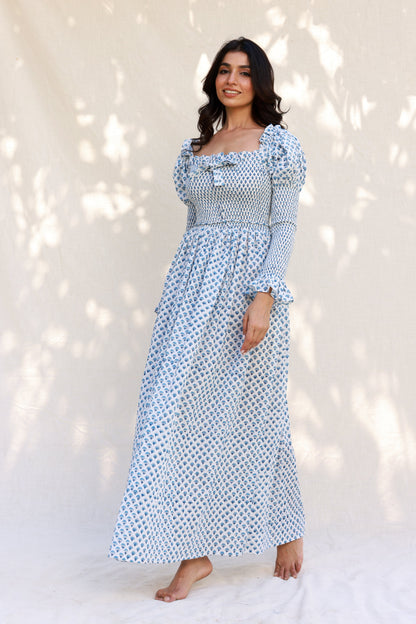 full sleeve dress for women Full Sleeve Maxi Dress with Ruffle Square Neck Design – Moonstruck