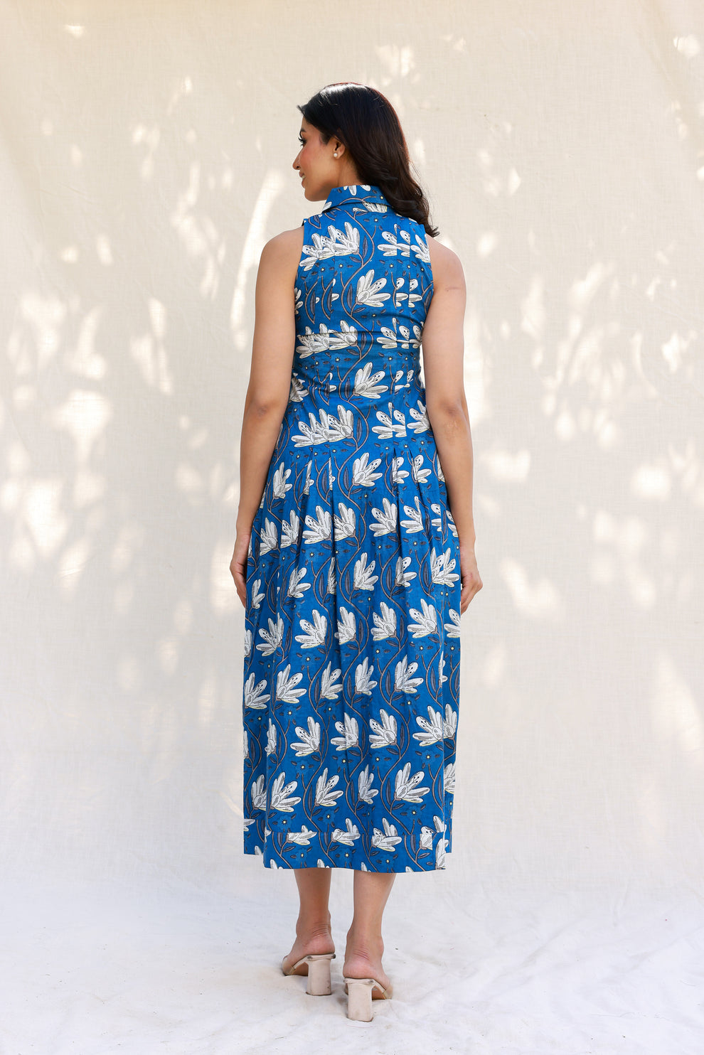 Abstrack Floral Print Blue Shirt Style Midi Dress Moonstruck abstrack-floral-print-blue-shirt-style-midi-dress-moonstruck