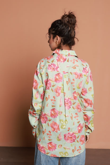 Floral printed oversized shirt