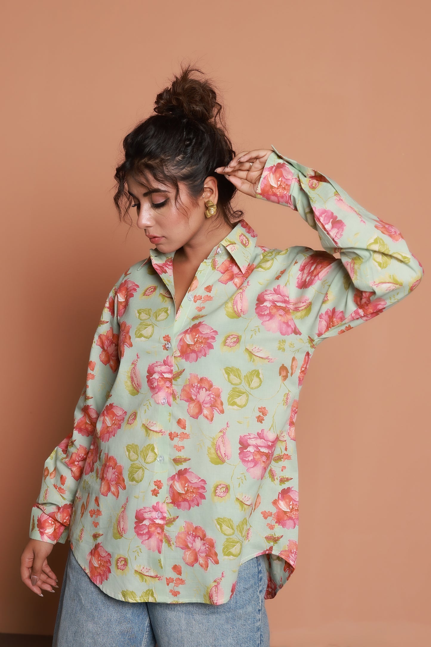 Floral printed oversized shirt