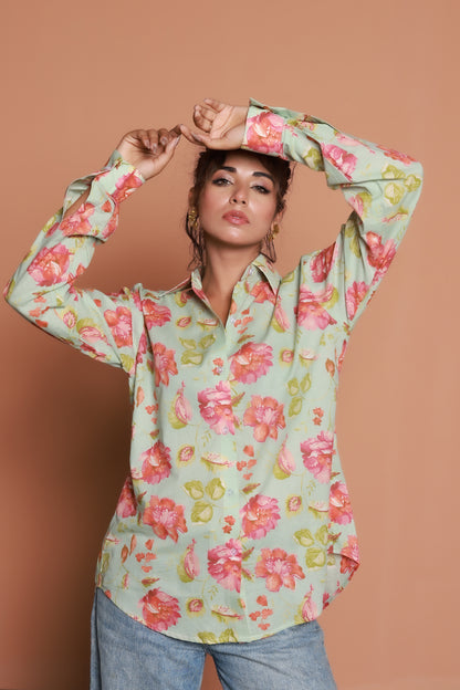 Floral printed oversized shirt