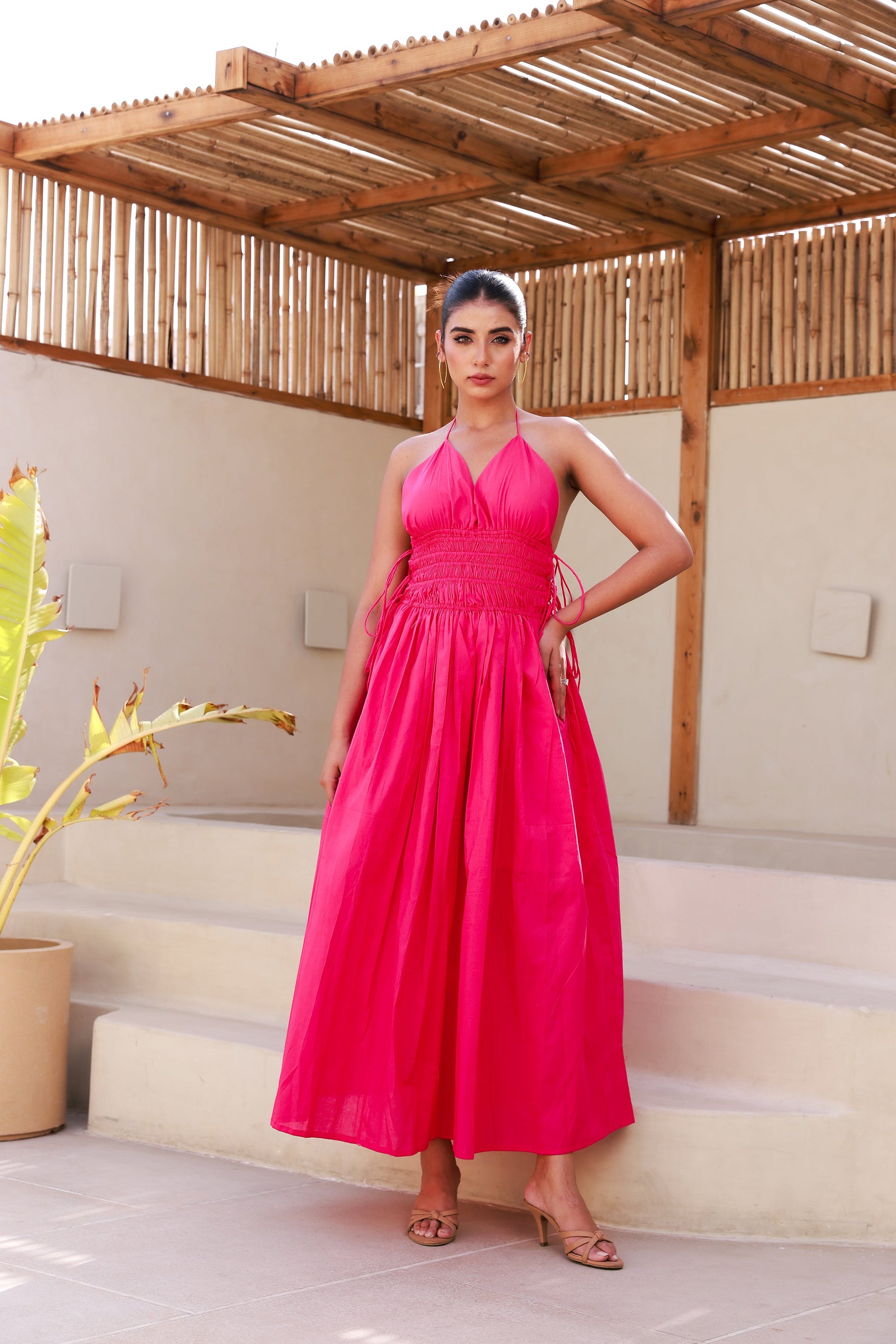 banana republic pink maxi dress Banana Republic Etude Silk Maxi Dress In Pink