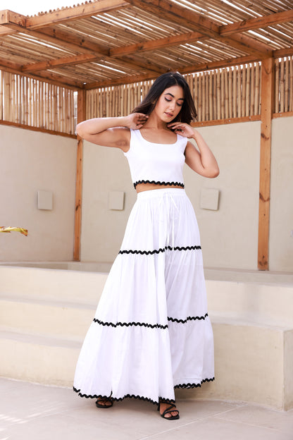 Sleeveless Bustier Co-ord Set with White Maxi Skirt