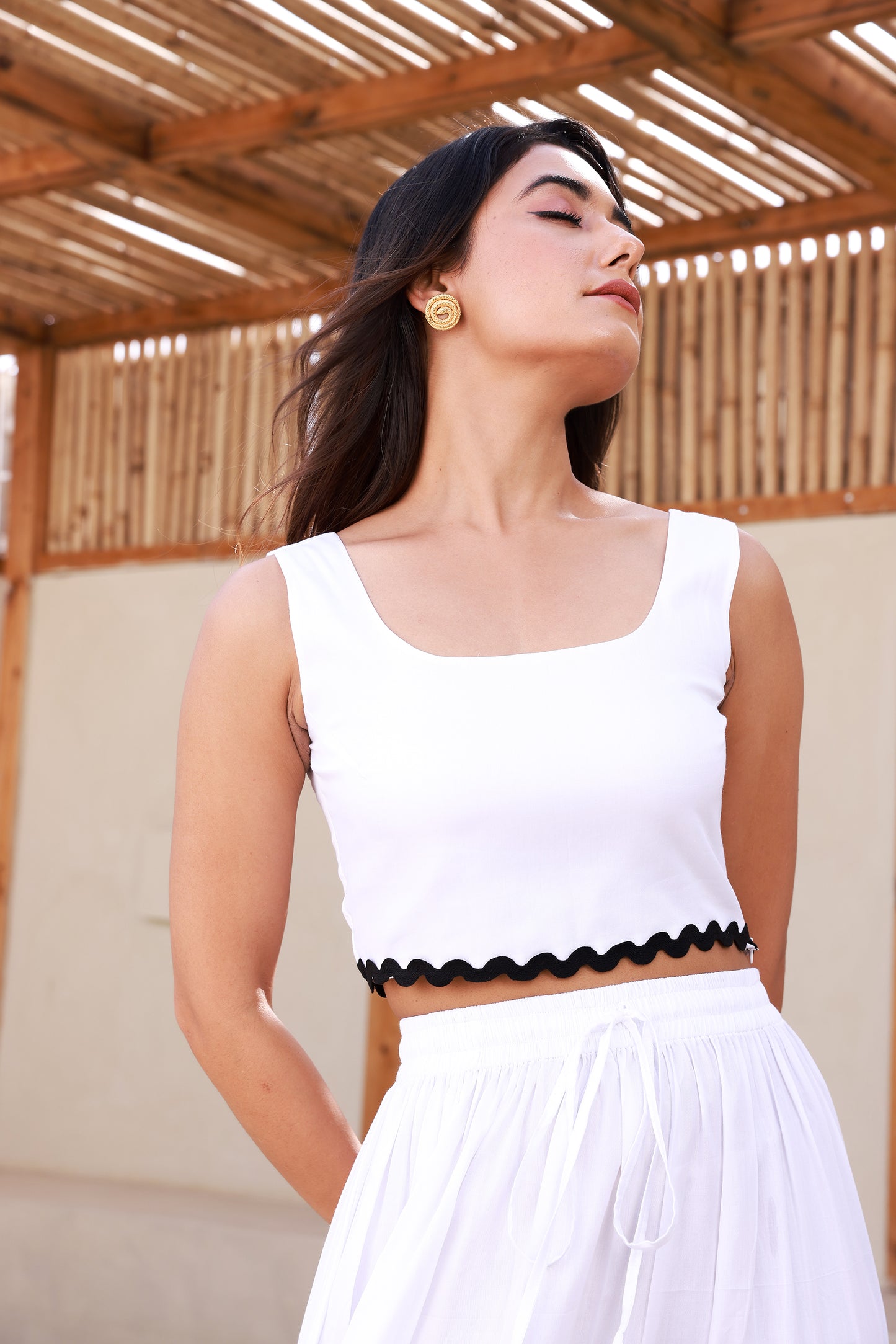 Sleeveless Bustier Co-ord Set with White Maxi Skirt