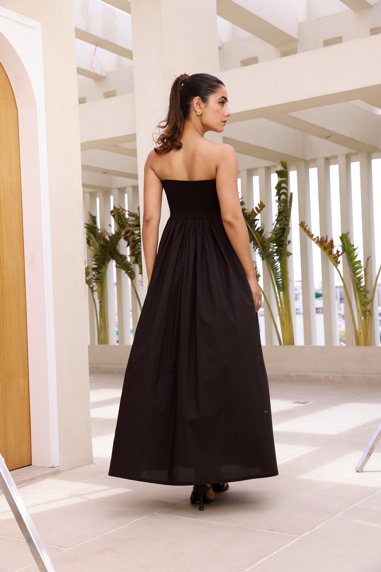 Dark Black Color Tube Maxi with Slit