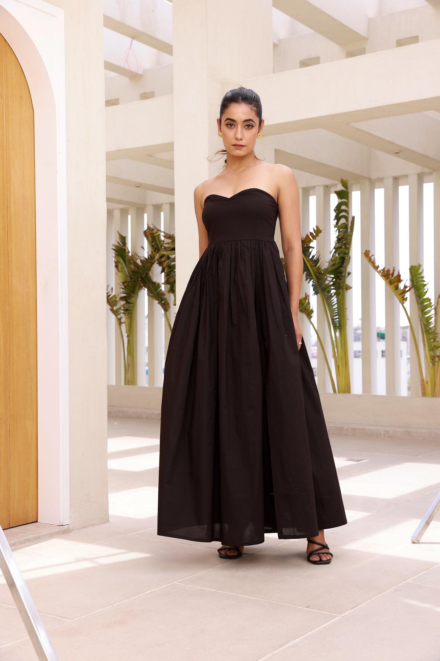 Dark Black Color Tube Maxi with Slit