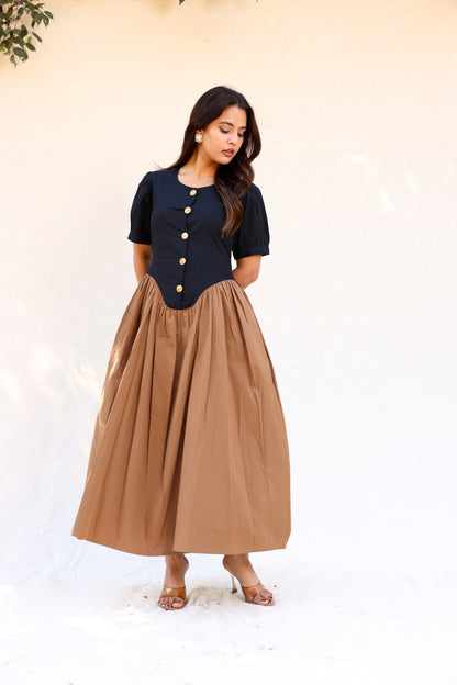 Black & brown maxi dress