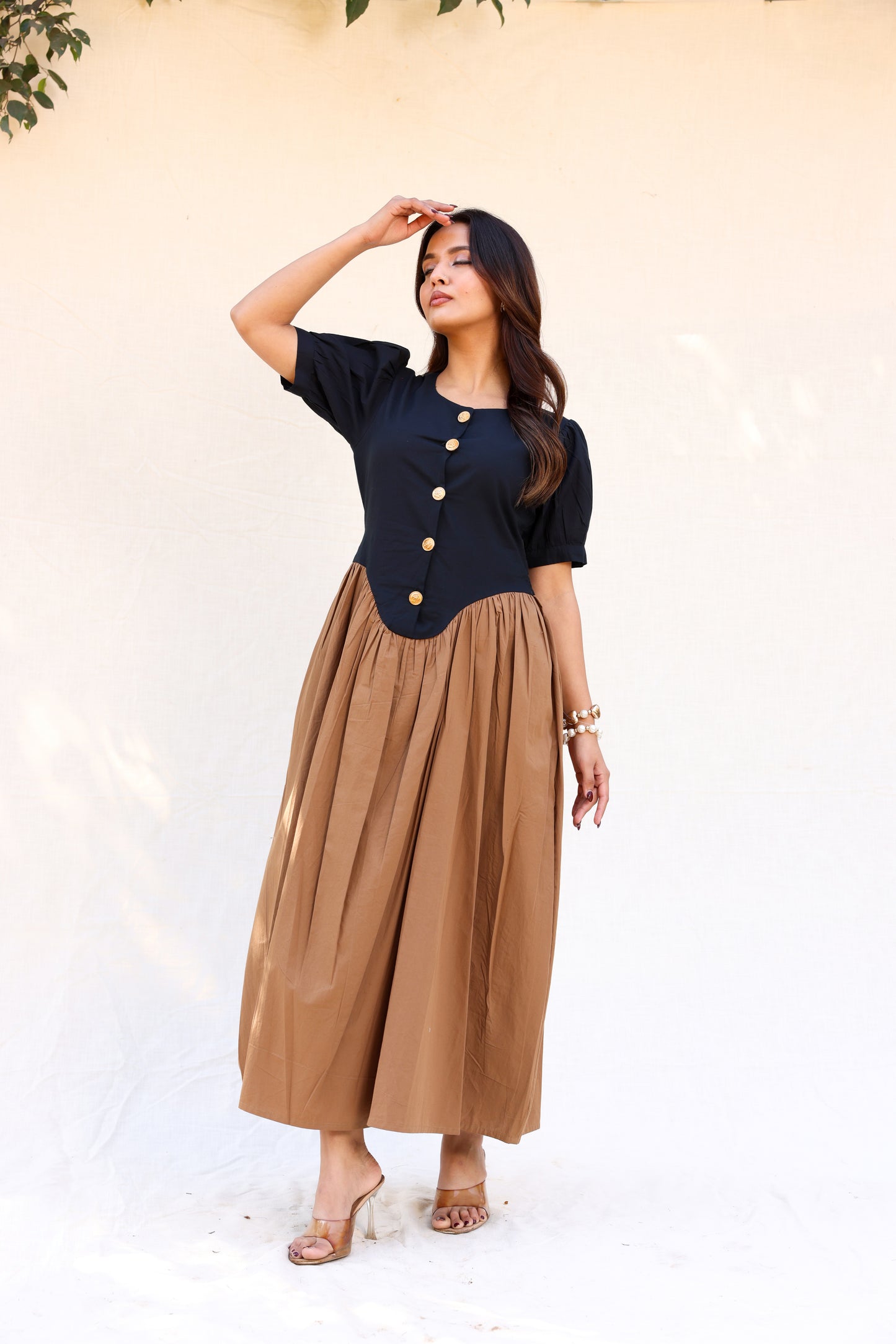 Black & brown maxi dress