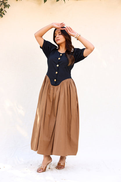 Black & brown maxi dress