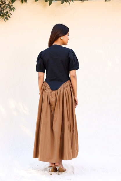 Black & brown maxi dress