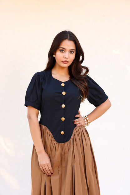 Black & brown maxi dress