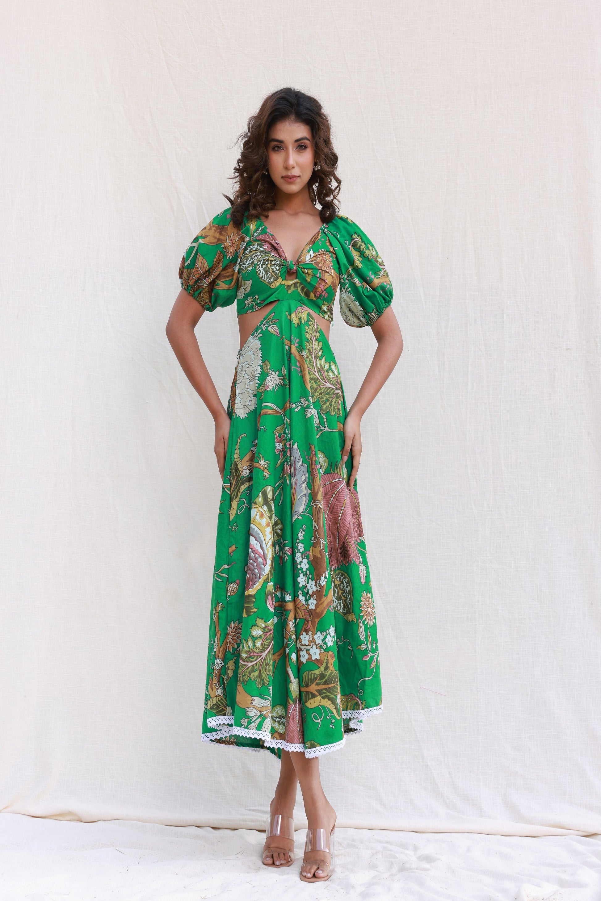 cut out printed dress Maxi Floral Cutout Dress