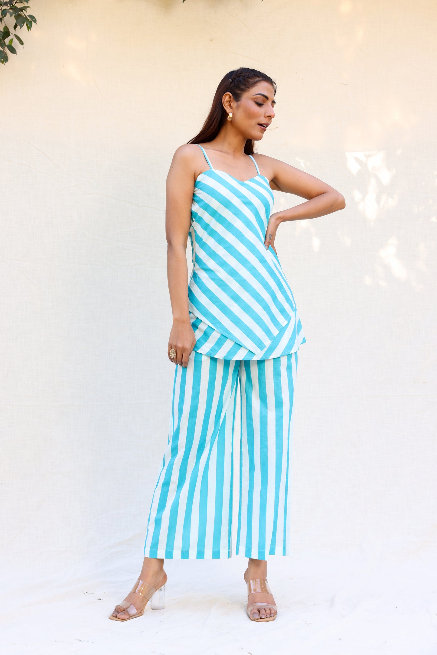 Thick stripped long top with pants