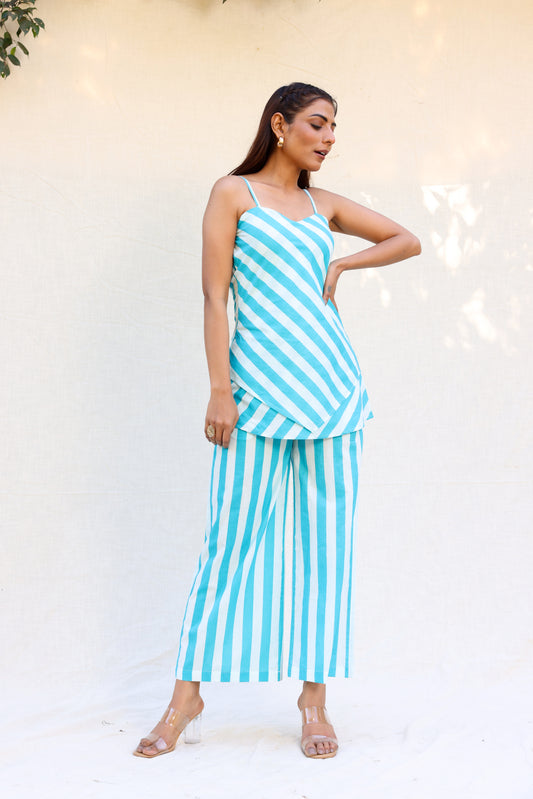 Thick stripped long top with pants