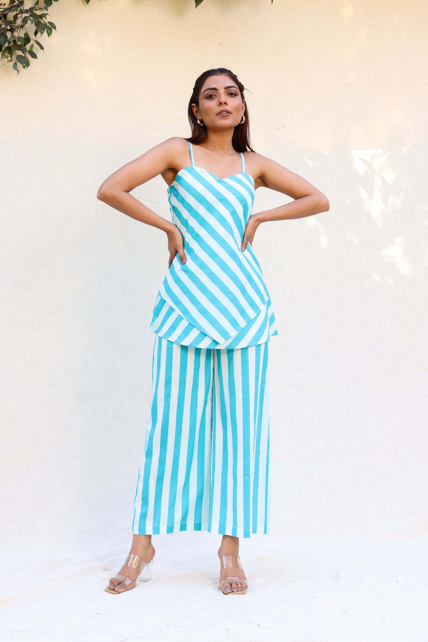 Thick stripped long top with pants