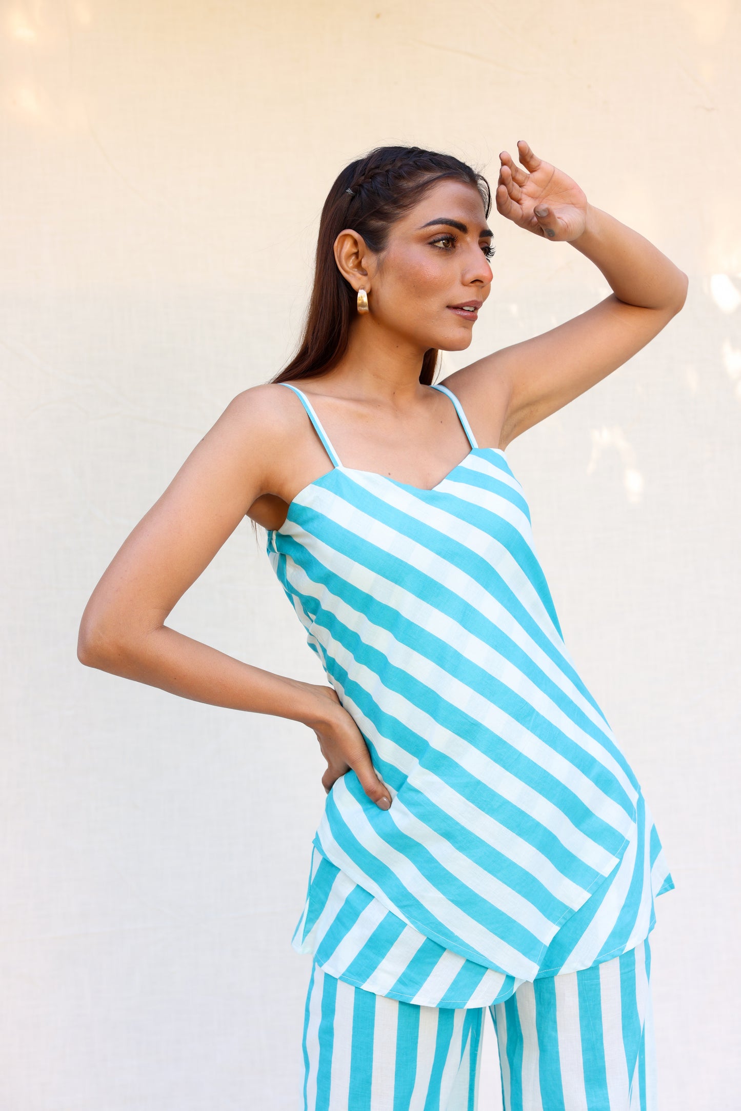 Thick stripped long top with pants