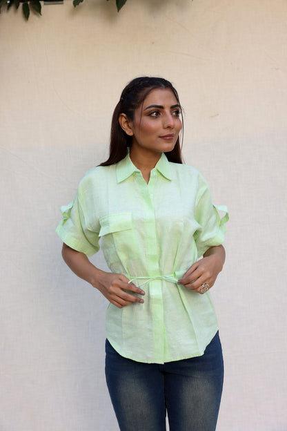 Drawstring half sleeve top