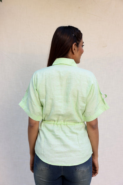 Drawstring half sleeve top