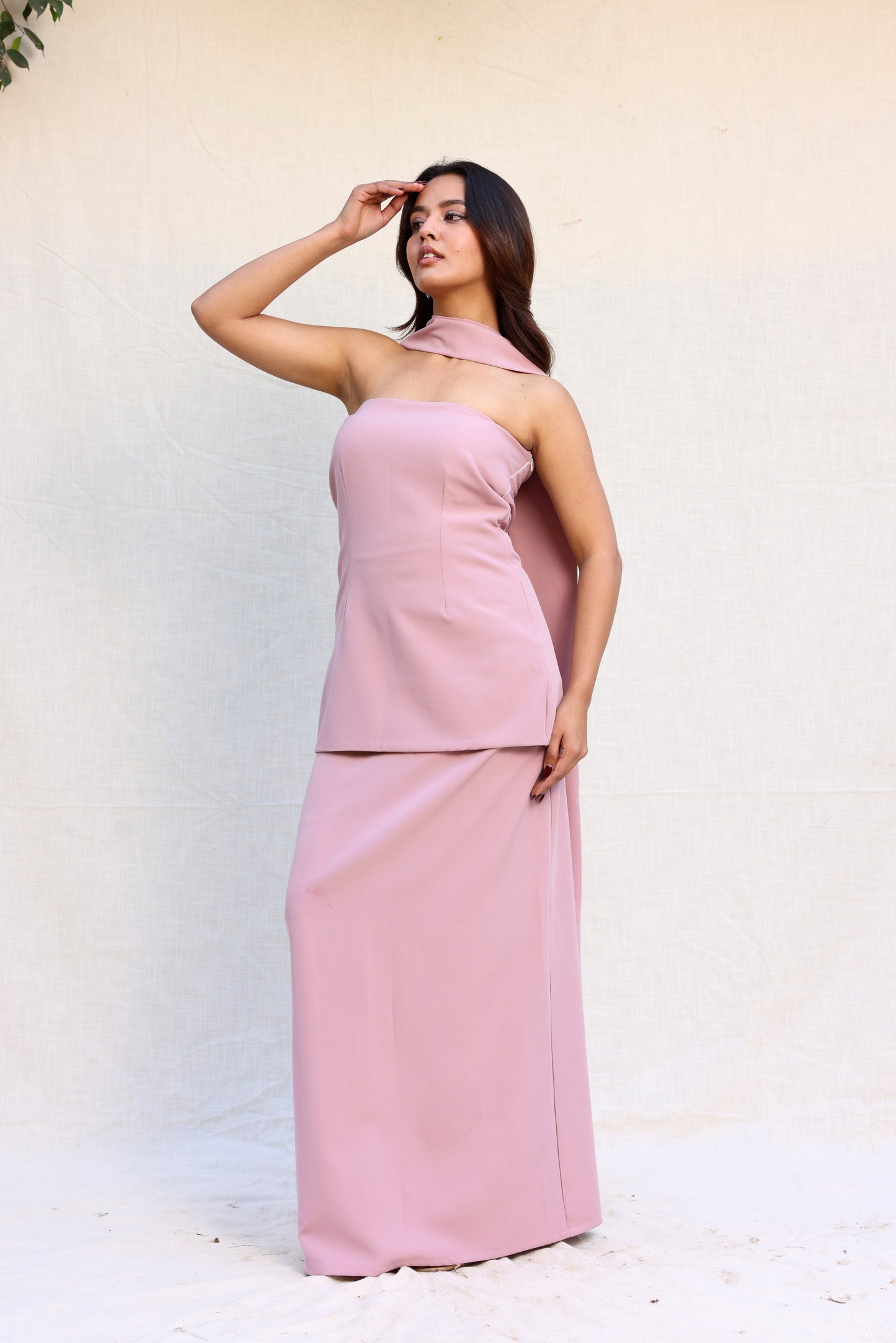 Straight fit tube top with skirt co-ord set