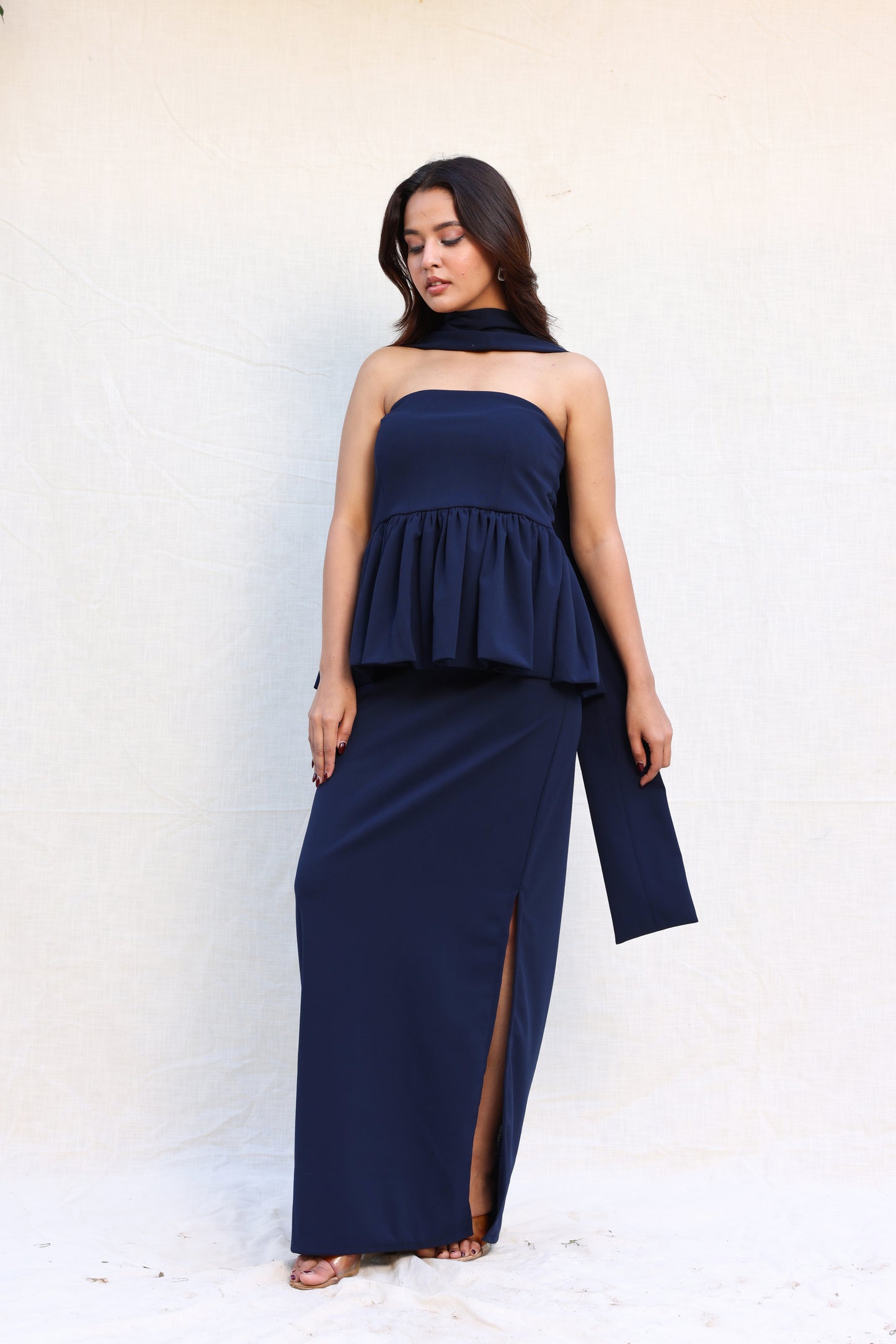 Tube peplum with straight skirt co-ord set