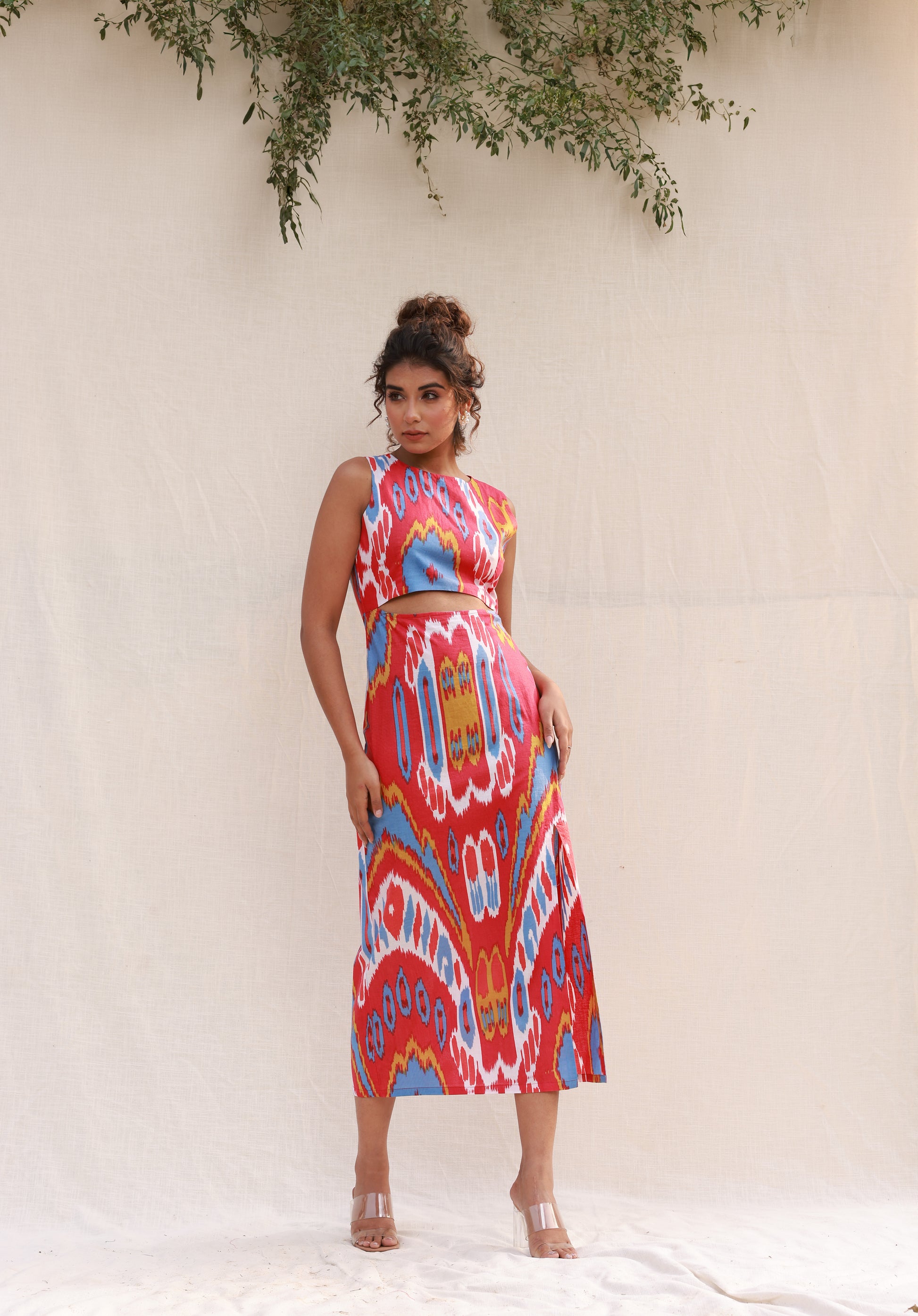Sleeveless Straight Body Fit Mid Waist Cut-out Dress Moonstruck Sleeveless Straight Body Fit Mid Waist Cut-out Dress Moonstruck