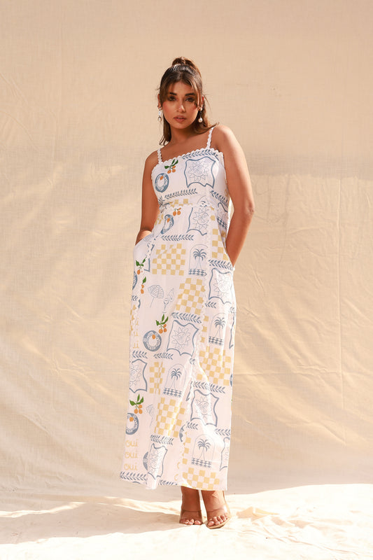 Summer Cool Print Strappy Maxi with Princess lace