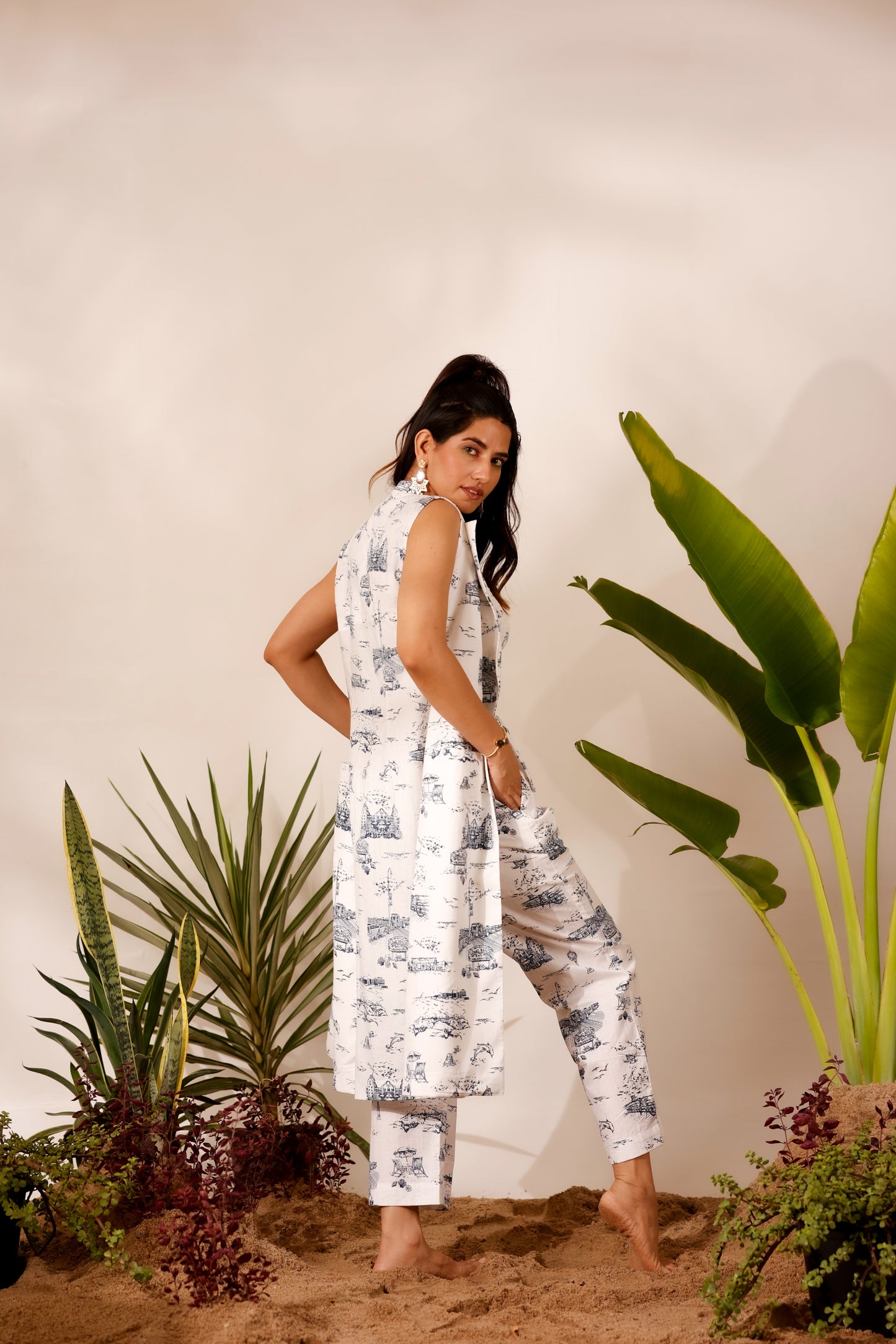 Minimal blue printed cotton co-ord set