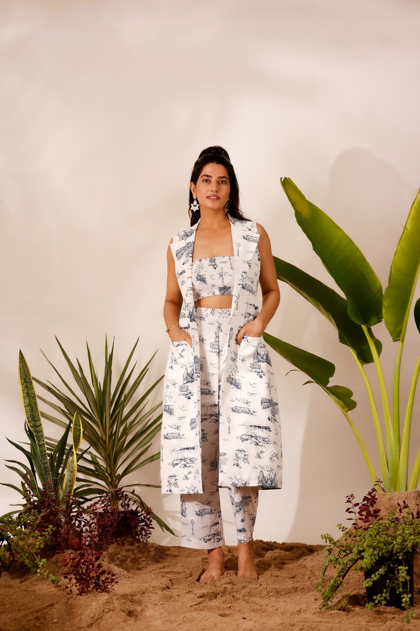 Minimal blue printed cotton co-ord set