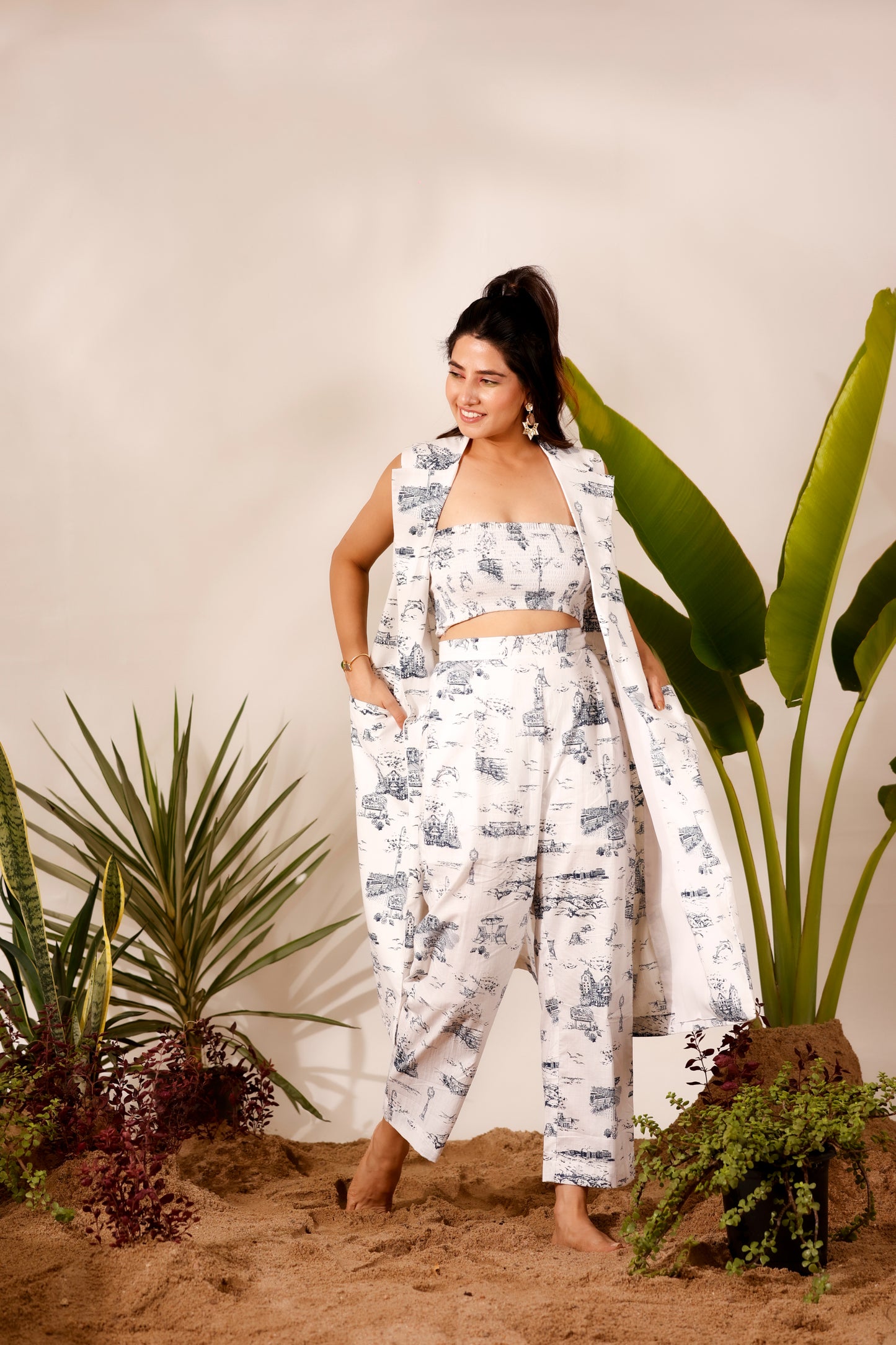 Minimal blue printed cotton co-ord set