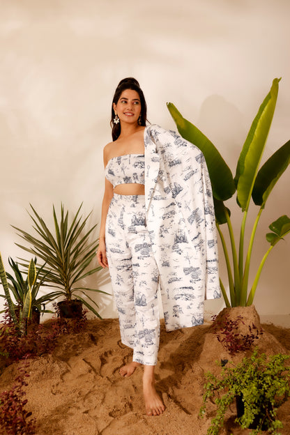 Minimal blue printed cotton co-ord set