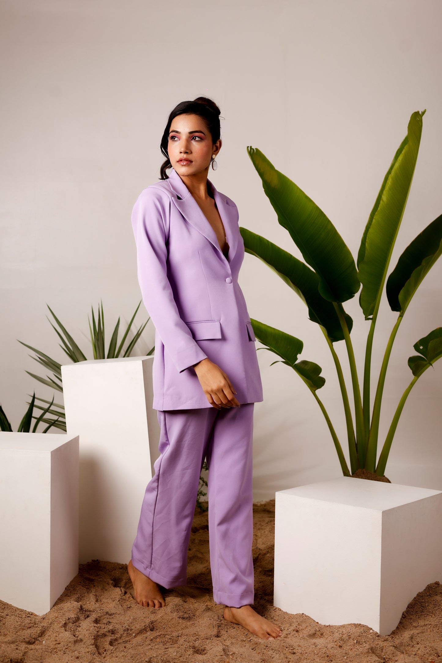 Lilack one button blazer & straight pants suit