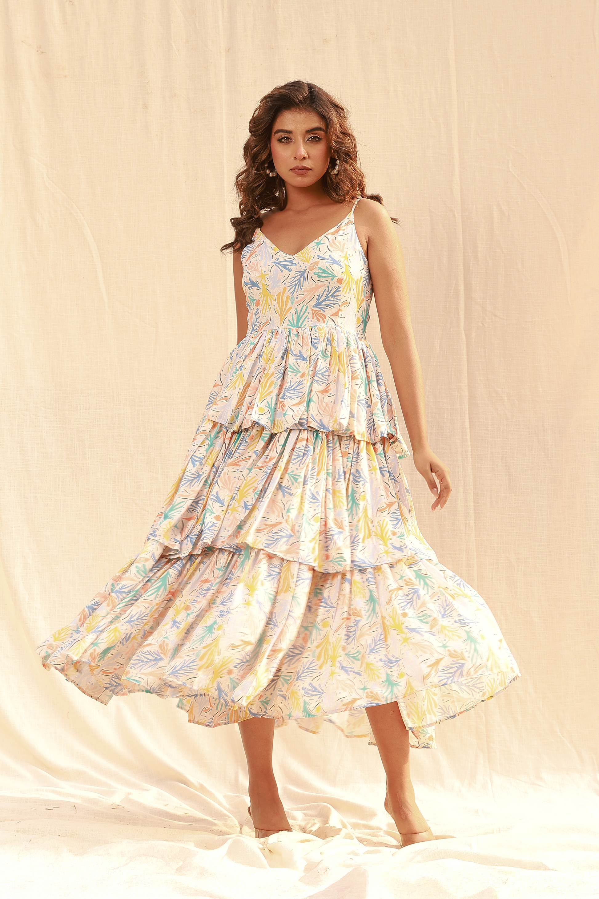 Leaf printed layered maxi dress Moonstruck Leaf printed layered maxi dress Moonstruck