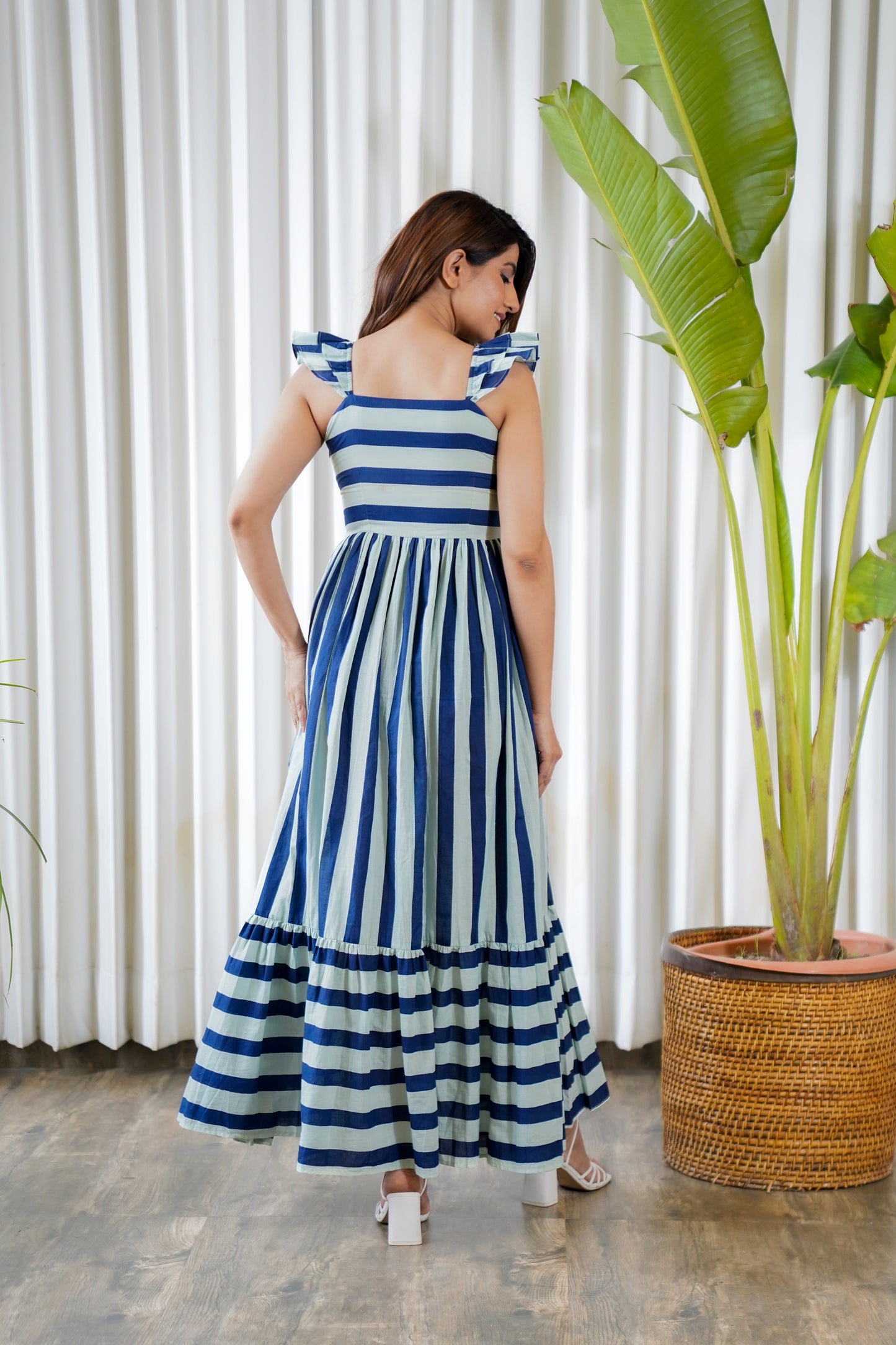 Thick blue stripped maxi dress