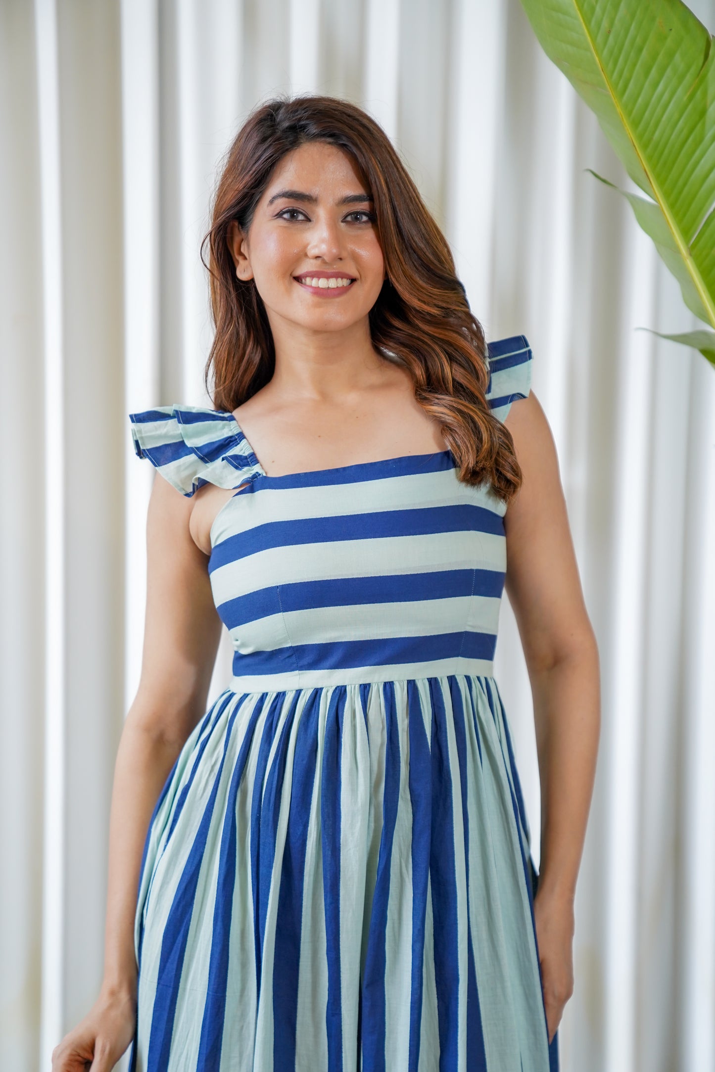 Thick blue stripped maxi dress