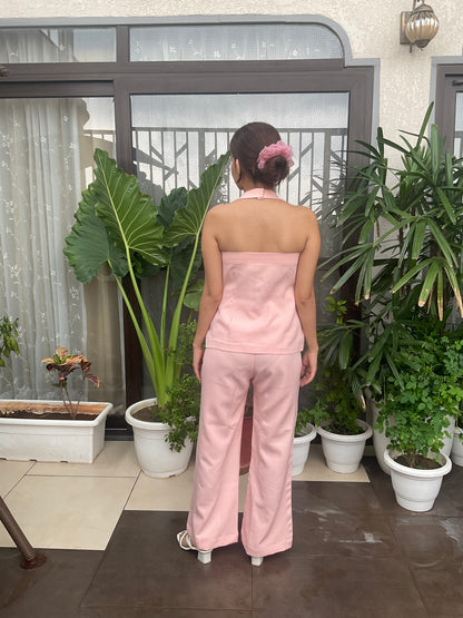 Halter Neck Waist Caot & Pant Set
