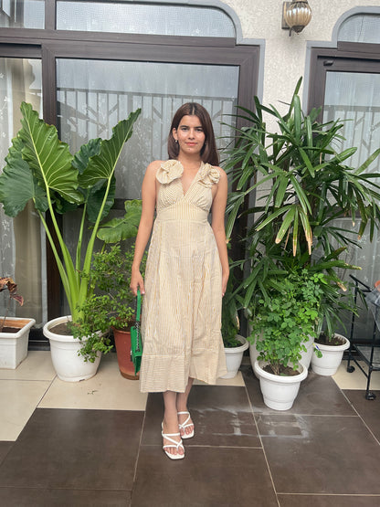 Halter-neck A-line Maxi Dress