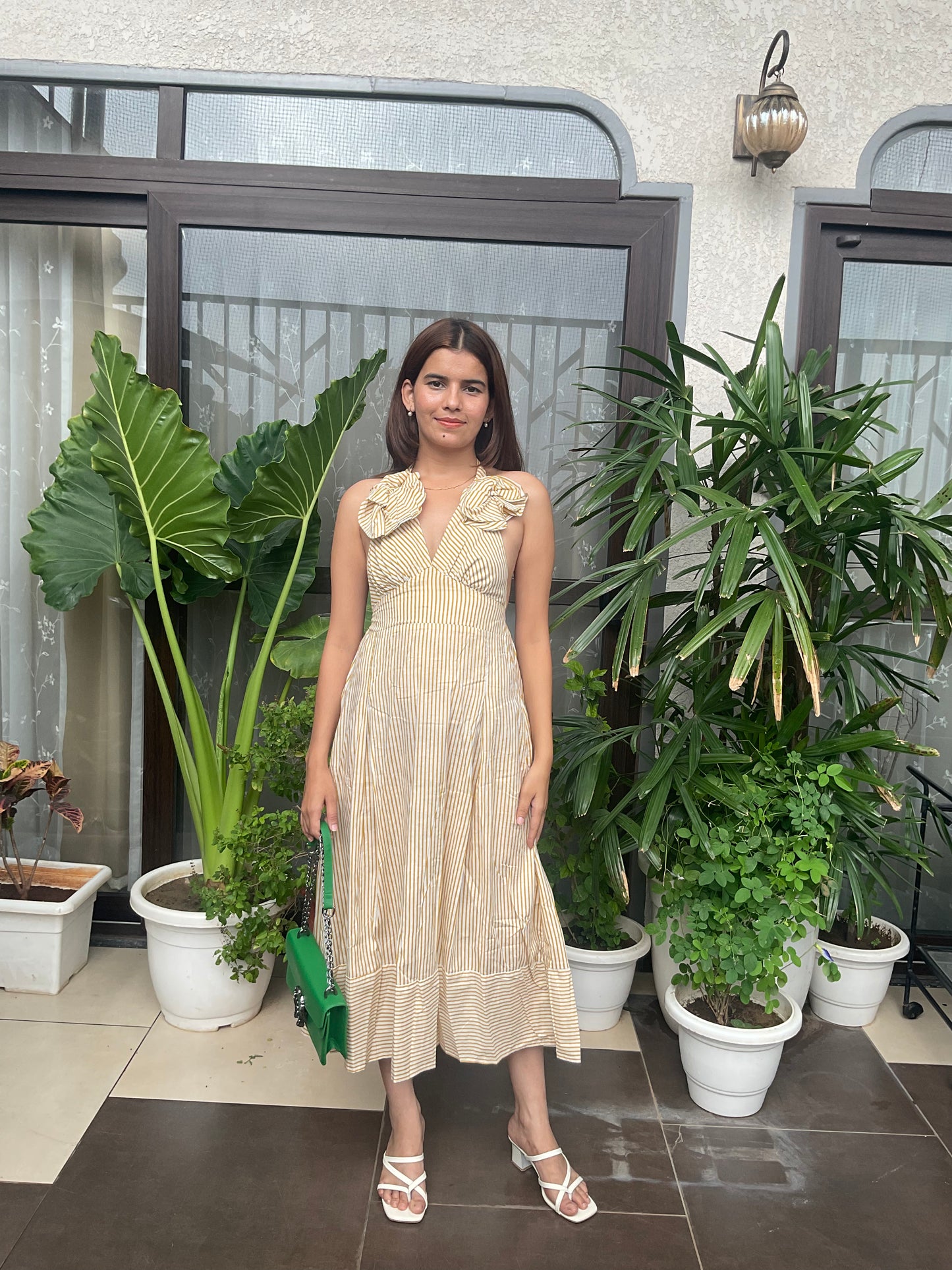 Halter-neck A-line Maxi Dress