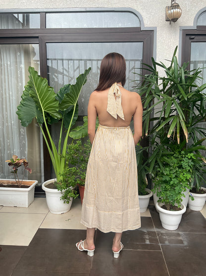 Halter-neck A-line Maxi Dress