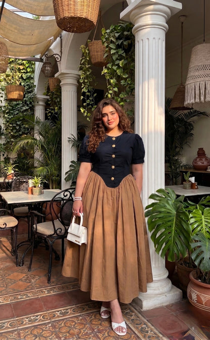 Black & brown maxi dress