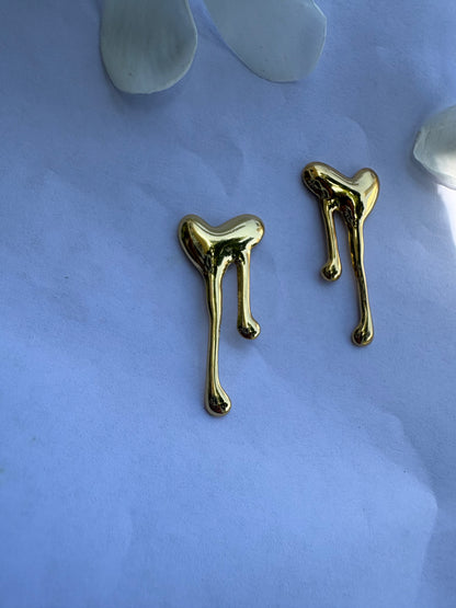 Heart Dripping Statement Earrings