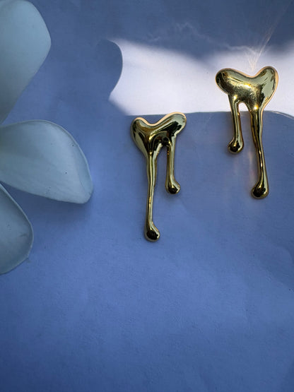 Heart Dripping Statement Earrings