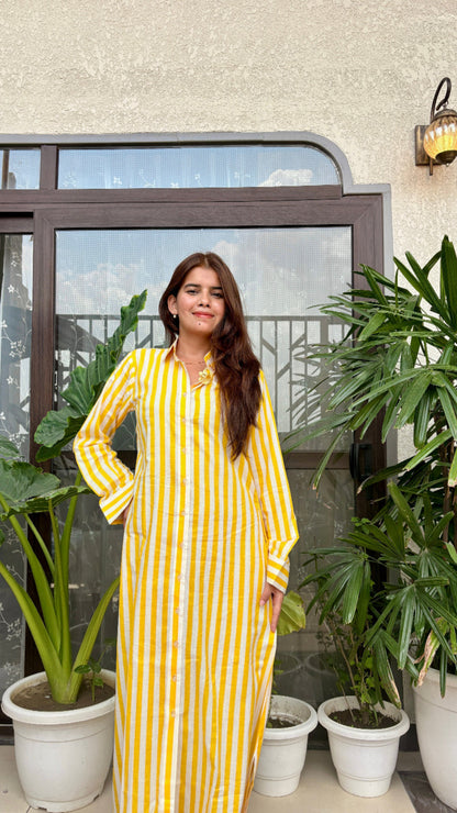 Sunny Stripes Long Shirt Dress